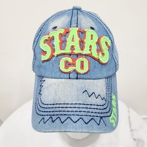 2/$20 Y2K Blue & Green Denim Cap Hat Adjustable Size